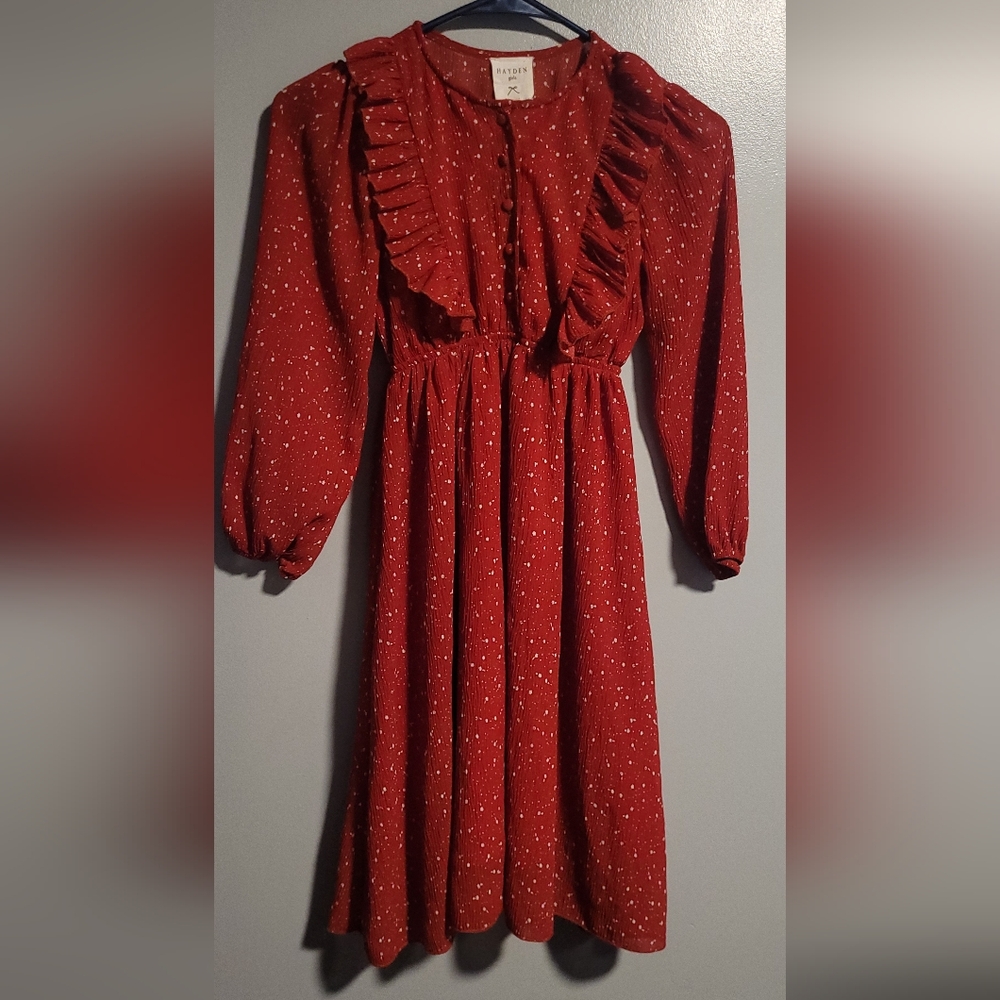 Hayden Girls Red Ruched Ruffled Dress